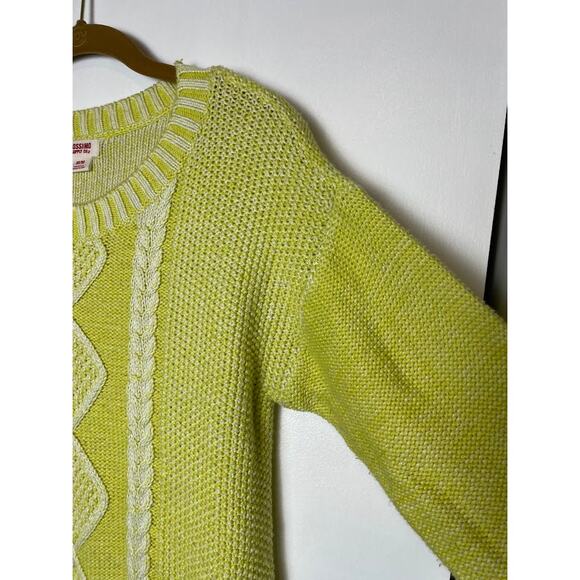 Cable Knit Sweater Womens Size Medium Pullover Chunky Cozy Knit Top Lemon Color - Picture 6 of 15
